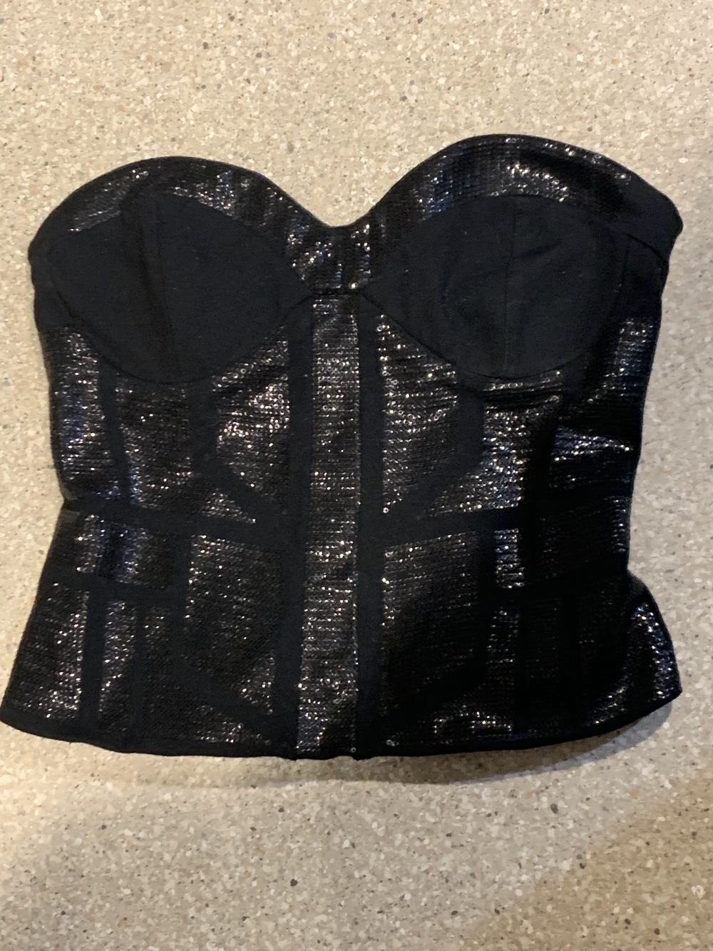 #795 "Forever 21" Black Shiny Strapless Bustier Top